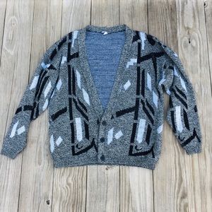 Vintage Retro Men's PLAYBOY Black White Cardigan Sweater  USA Size Large